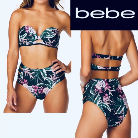 Bebe Swim Bebe Floral Print Bandeau Bikini Large Nwt Poshmark Bebe Swim Bebe Floral Print Bandeau Bikini Large Nwt Poshmark
